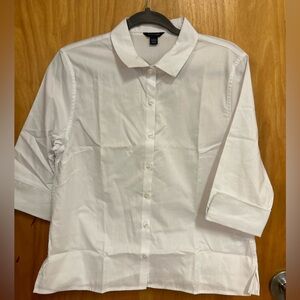 3/4 Sleeve Pinpoint Botton Down Blouse
